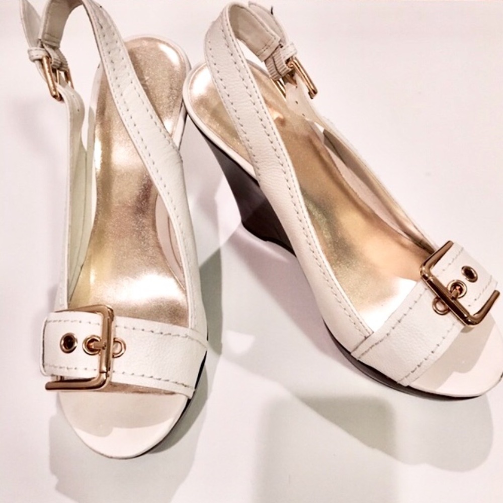 Nine West White 70s Wedge Heel